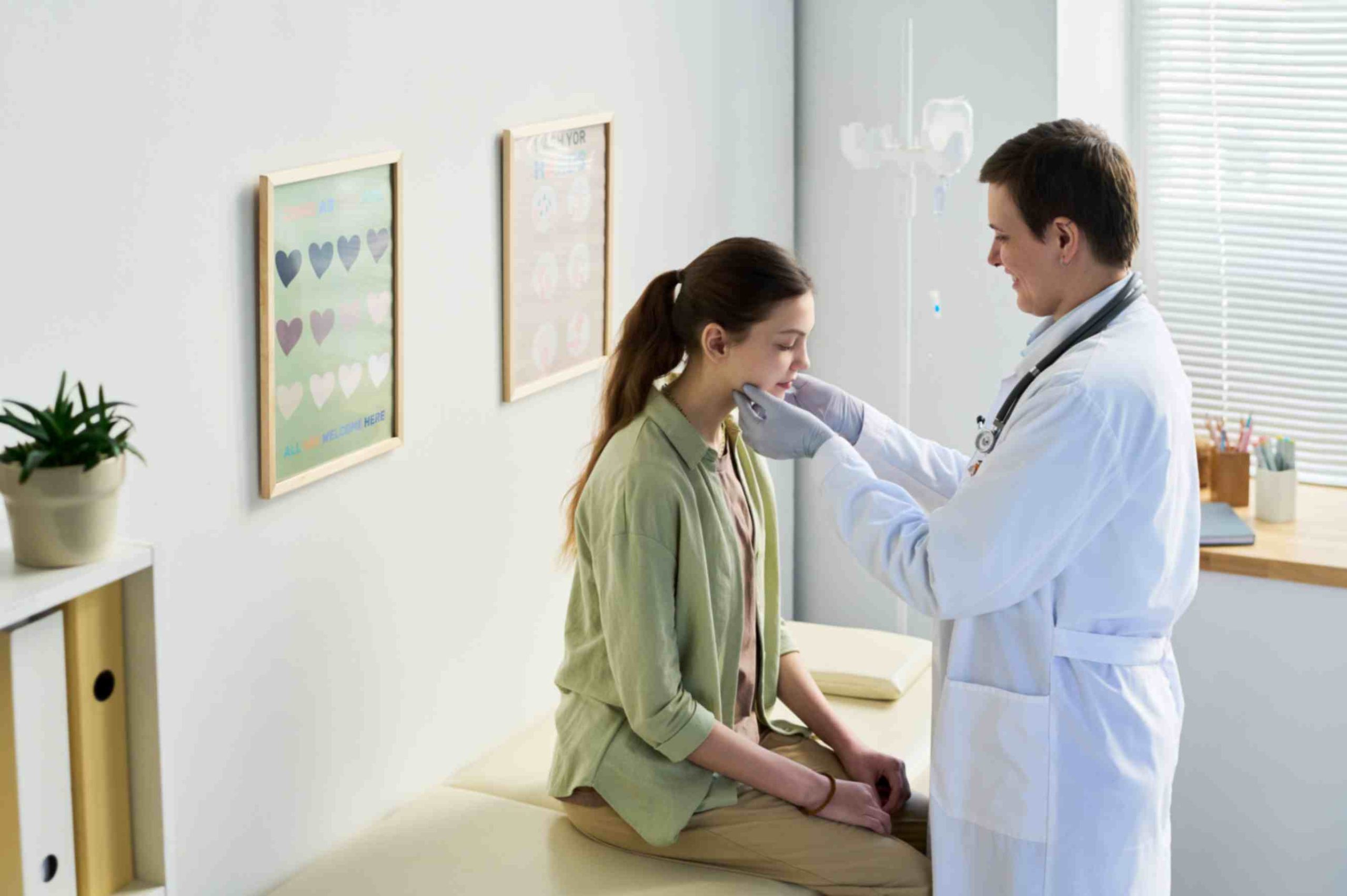 Patient receiving medical examination