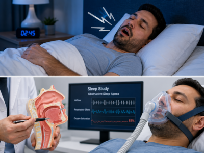 Man snoring during sleep